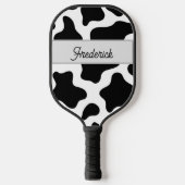 Zwart-wit Faux  Cowhyde Pickleball Paddle (Voorkant)