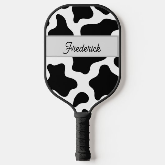 Zwart-wit Faux  Cowhyde Pickleball Paddle (Voorkant)