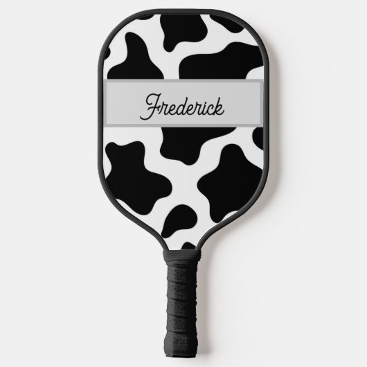 Zwart-wit Faux Cowhyde Pickleball Paddle (Achterkant)
