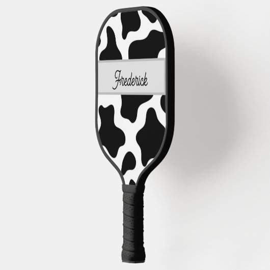 Zwart-wit Faux  Cowhyde Pickleball Paddle (Links)