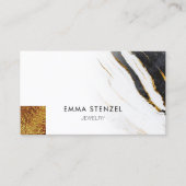 Zwart Wit Faux Gold Folie Marmer Visitekaartje (Voorkant)