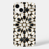 Zwart-wit Faux Gold Marble Moroccan Mosaic