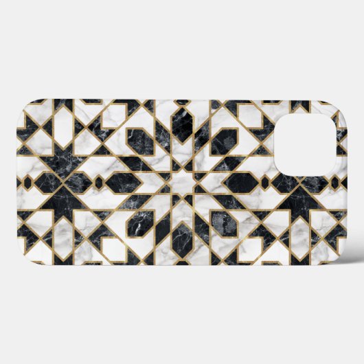 Zwart-wit Faux Gold Marble Moroccan Mosaic Case-Mate iPhone Case (Achterkant (horizontaal))