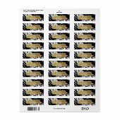Zwart Wit & Faux Goud Chique Moderne Adresetikette Etiket (Full Sheet)