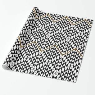 Zwart wit faux goud glitter abstracte patternfaux cadeaupapier