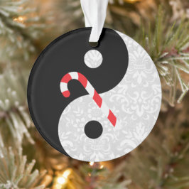 Zwart-wit Faux Kant Yin Yang met Candy Cane Ornament