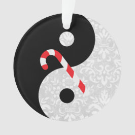 Zwart-wit Faux Kant Yin Yang met Candy Cane Ornament
