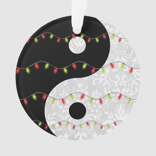 Zwart-wit Faux Kant Yin Yang met Lichten Ornament (voorkant)