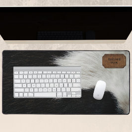 Zwart-wit Faux Koe Bont en Leer Bureaumat