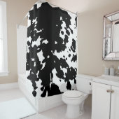 Zwart-wit Faux Koeienhuid Cowboy Douchegordijn (In situ)