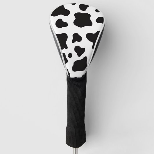 Zwart-wit Faux Koeienhuid Driver Golfheadcover (Voorkant)