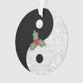 Zwart-wit Faux Lace Yin Yang met Mistletoe Ornament (voorkant)