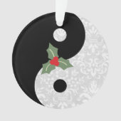 Zwart-wit Faux Lace Yin Yang met Mistletoe Ornament (voorkant)