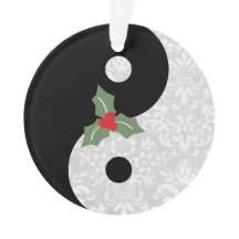 Zwart-wit Faux Lace Yin Yang met Mistletoe