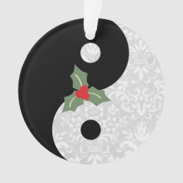 Zwart-wit Faux Lace Yin Yang met Mistletoe Ornament