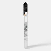 Zwart Wit Faux Marble iPhone Case Gepersonaliseerd (Achterkant / Links)