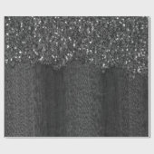 Zwart wit faux sparkles rustig hout cadeaupapier (Vlak)