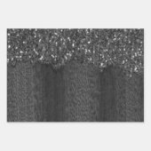 Zwart wit faux sparkles rustig hout inpakpapier vel (Voorkant)