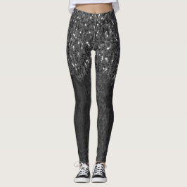Zwart wit faux sparkles rustig hout leggings