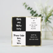 Zwart-wit feest uitnodiging (Staand voorkant)