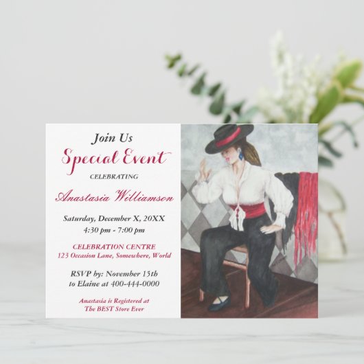 ZWART-WIT FEest UITNODIGING (Staand voorkant)