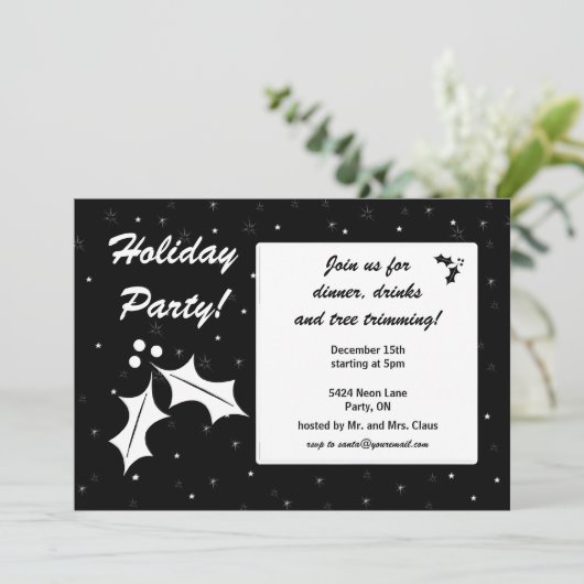 Zwart-wit feestdag kaart (Staand voorkant)