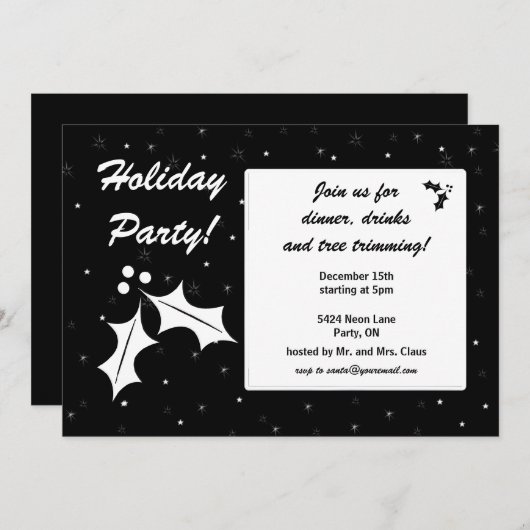 Zwart-wit feestdag kaart (Voorkant / Achterkant)