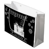 zwart-wit feestelijk design van een schattige snee large cadeautasje (Voorkant Gekanteld)