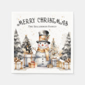 Zwart Wit Feestelijk Winter Kerstmis Servet (Voorkant)