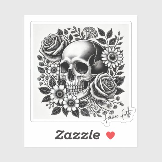 Zwart-wit Femme Forte Sticker (Vel)