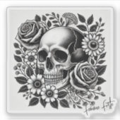 Zwart-wit Femme Forte Sticker (Voorkant)