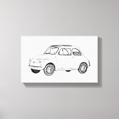 Zwart-wit Fiat 500 Topolino Tekening Canvas Afdruk (Voorkant)