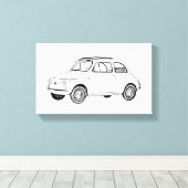 Zwart-wit Fiat 500 Topolino Tekening Canvas Afdruk (Insitu (Houten vloer))