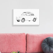 Zwart-wit Fiat 500 Topolino Tekening Canvas Afdruk (Insitu (Woonkamer))