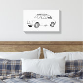 Zwart-wit Fiat 500 Topolino Tekening Canvas Afdruk (Insitu (Slaapkamer))