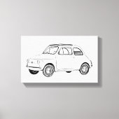 Zwart-wit Fiat 500 Topolino Tekening Canvas Afdruk (Voorkant)