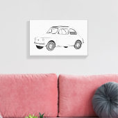Zwart-wit Fiat 500 Topolino Tekening Canvas Afdruk (Insitu (Woonkamer))
