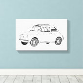 Zwart-wit Fiat 500 Topolino Tekening Canvas Afdruk (Insitu (Houten vloer))