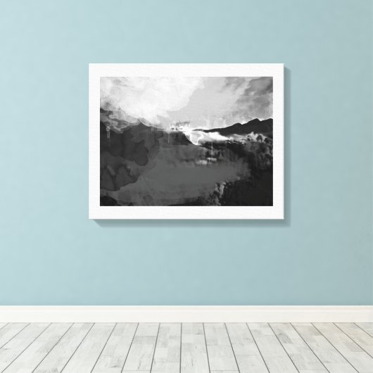 Zwart-wit fictief schilderij canvas afdruk (Insitu (Houten vloer))