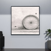 Zwart-wit fietsenwiel-kunstprint – Minimali Poster