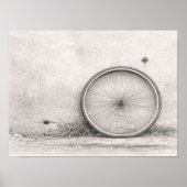 Zwart-wit fietsenwiel-kunstprint – Minimali Poster (Voorkant)