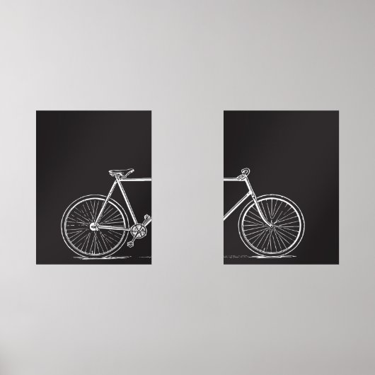 Zwart-wit Fietslijn Kunst Modern Twee Muurkunst Sets (Voorkant)