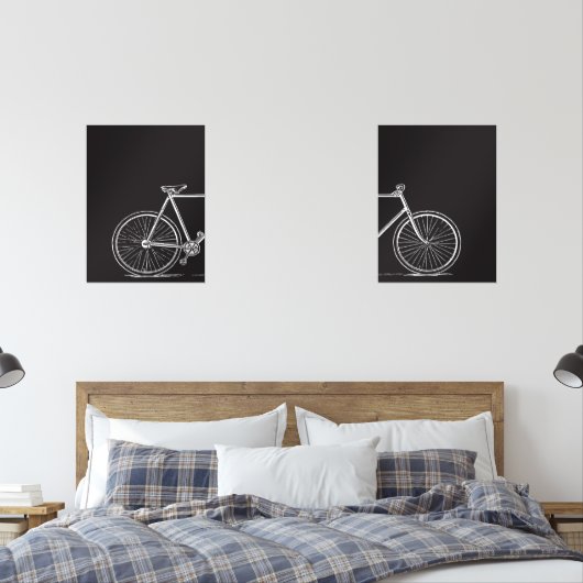 Zwart-wit Fietslijn Kunst Modern Twee Muurkunst Sets (Slaapkamer)