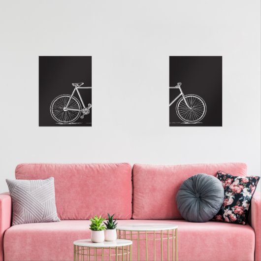 Zwart-wit Fietslijn Kunst Modern Twee Muurkunst Sets (Woonkamer)