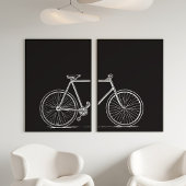 Zwart-wit Fietslijn Kunst Modern Twee Muurkunst Sets