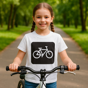 Zwart-wit fietssymbool voor meisjes t-shirt