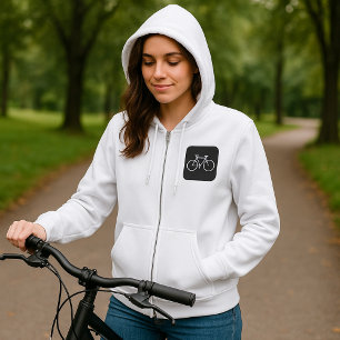 Zwart-wit fietssymbool Vrouwen Full-Zip Hoodie