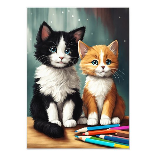 Zwart-wit figuren katten foto afdruk (Voorkant)