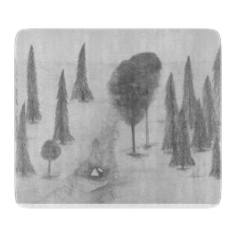 Zwart-wit fijn kunst Het bos potloodschets Snijplank