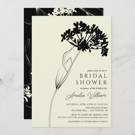 Zwart-wit, fijn Vrijgezellenfeest Invitati Kaart (Voorkant / Achterkant)